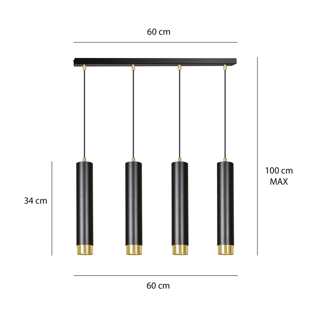 Kibo 4 pendant light black/gold