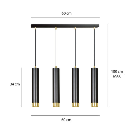 Kibo 4 pendant light black/gold