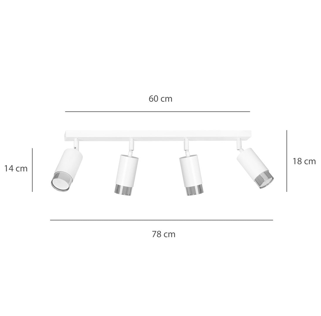 Hiro 4 ceiling spotlight white/chrome