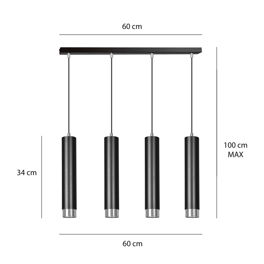 Kibo 4 pendant light black/chrome