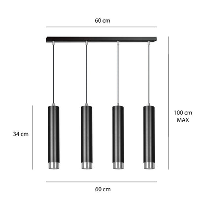 Kibo 4 pendant light black/chrome