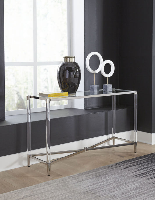 Marilyn Console Table in Glass, Acrylic and Polished Stainless Steel