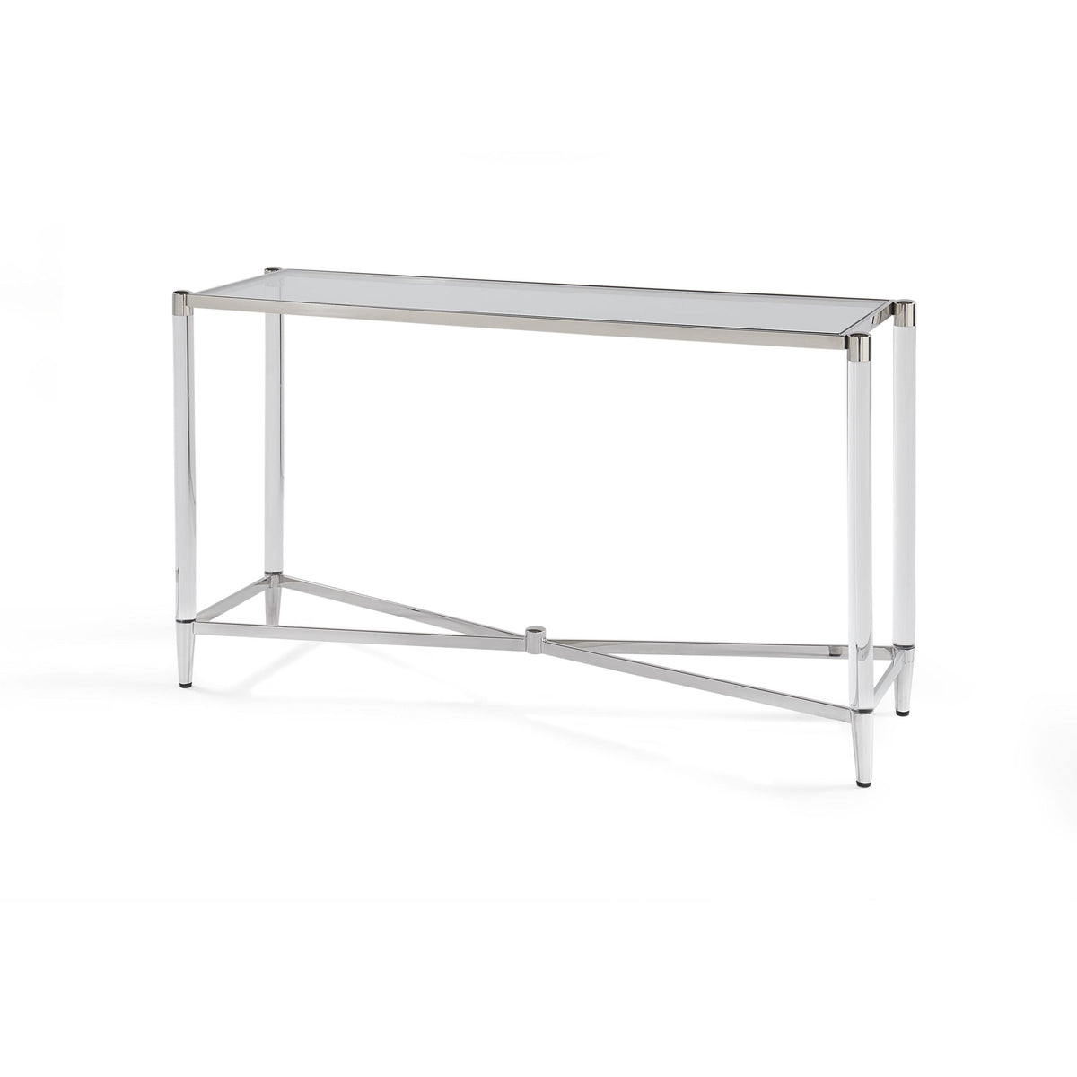 Marilyn Console Table in Glass, Acrylic and Polished Stainless Steel