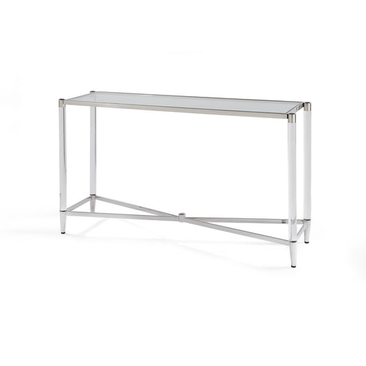 Marilyn Console Table in Glass, Acrylic and Polished Stainless Steel
