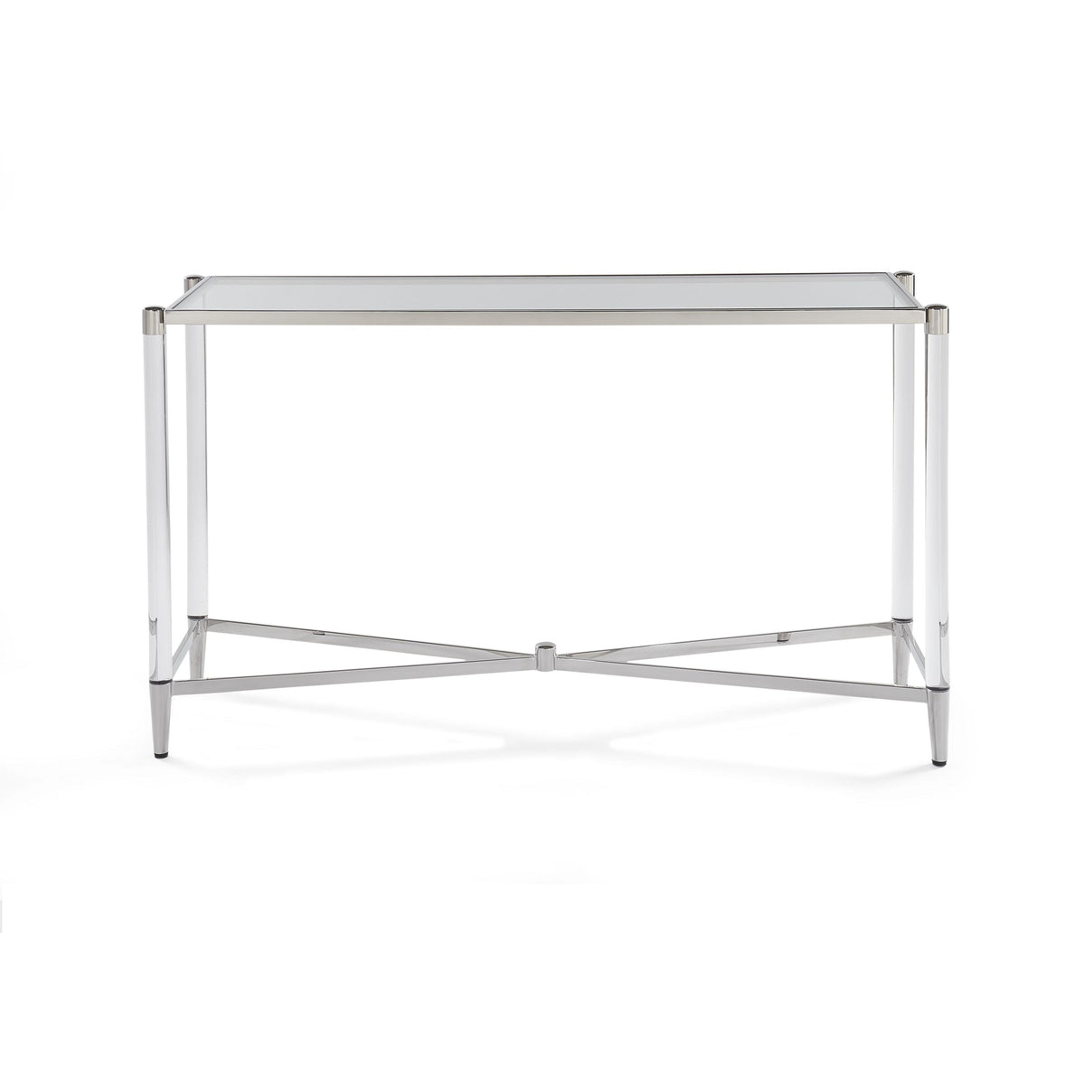 Marilyn Console Table in Glass, Acrylic and Polished Stainless Steel