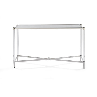 Marilyn Console Table in Glass, Acrylic and Polished Stainless Steel