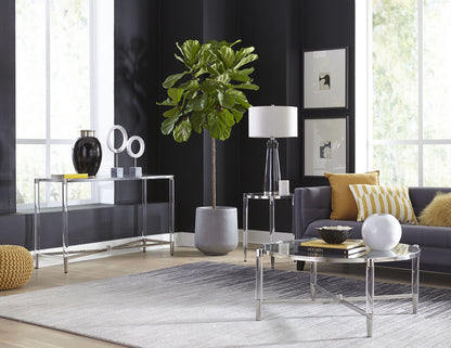 Marilyn Console Table in Glass, Acrylic and Polished Stainless Steel