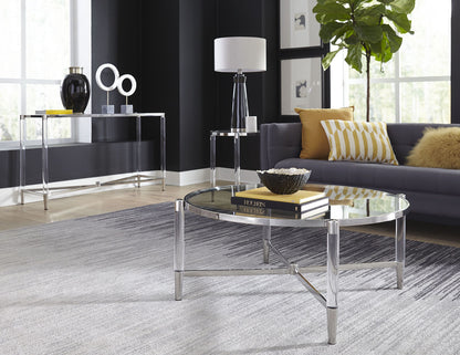 Marilyn Console Table in Glass, Acrylic and Polished Stainless Steel