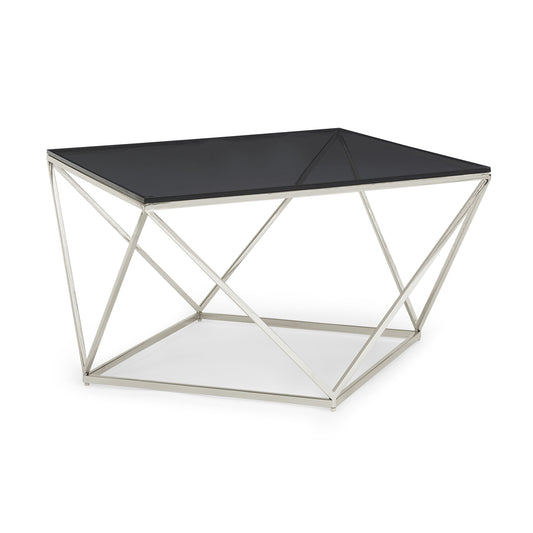 Aria Coffee Table in Smoked Glass and Polished Stainless Steel