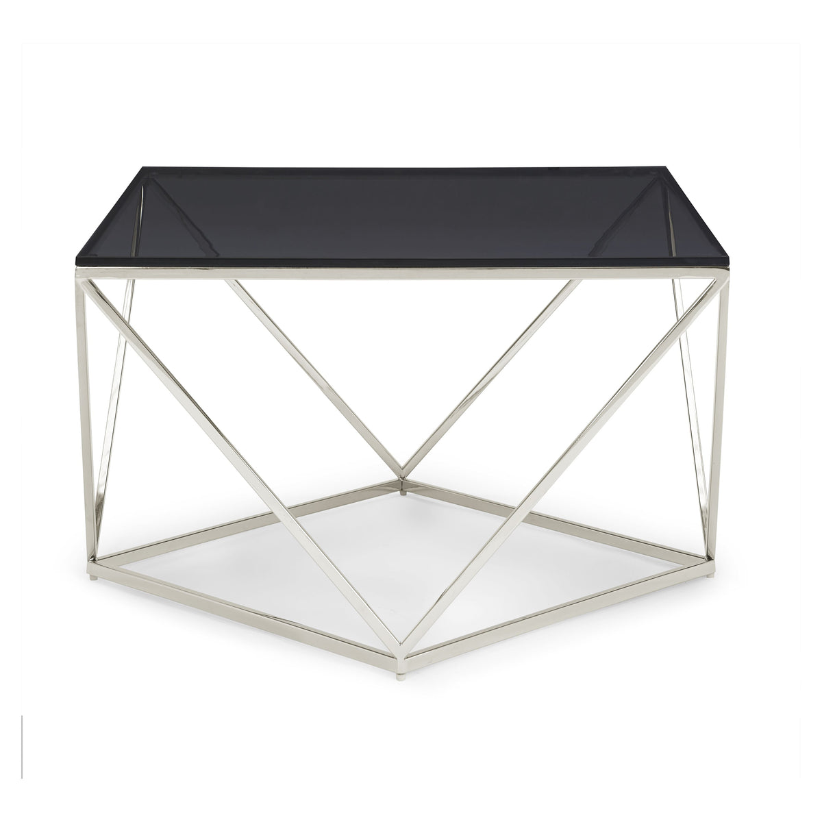 Aria Coffee Table in Smoked Glass and Polished Stainless Steel