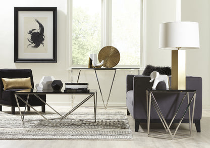 Aria Coffee Table in Smoked Glass and Polished Stainless Steel