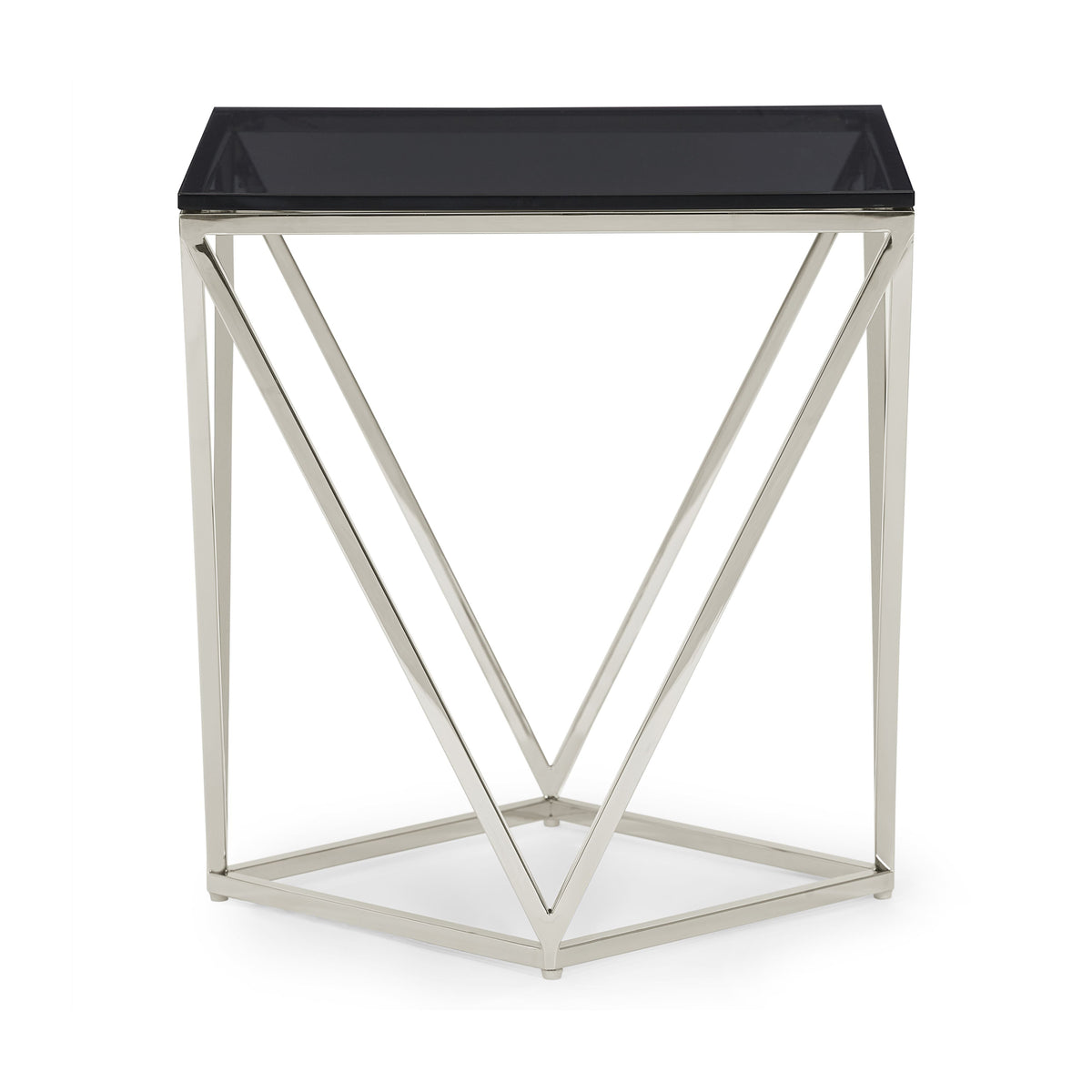 Aria Side Table in Smoked Glass and Polished Stainless Steel