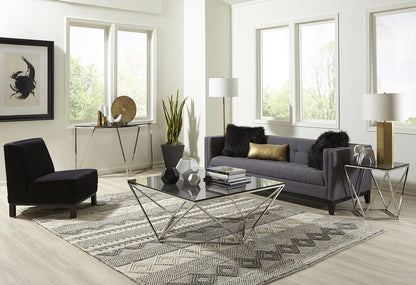 Aria Side Table in Smoked Glass and Polished Stainless Steel