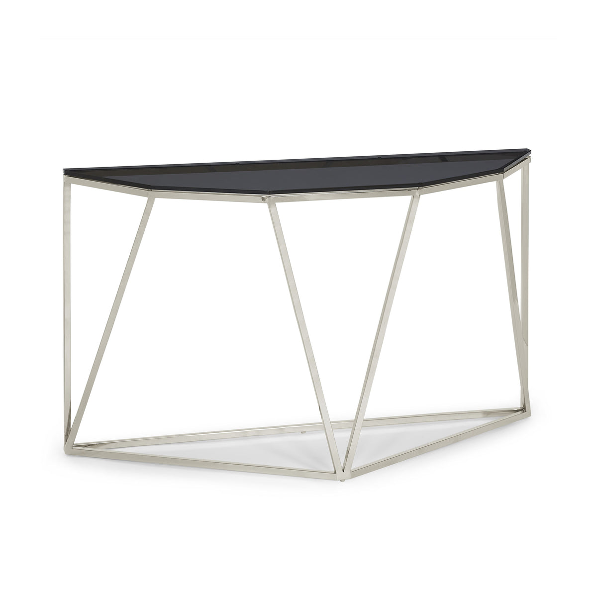 Aria Console Table in Smoked Glass and Polished Stainless Steel