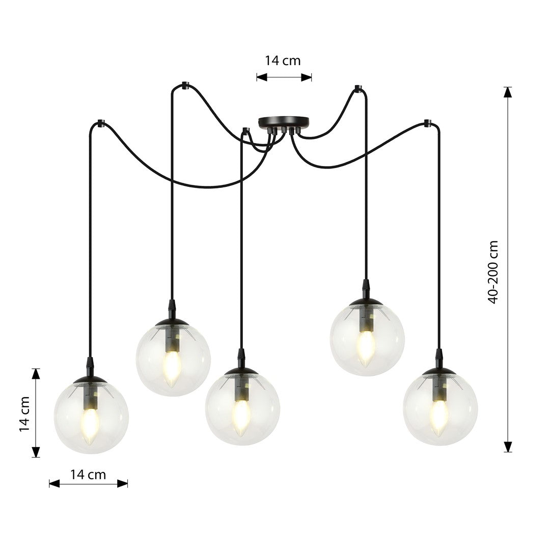 Gigi 5 pendant light clear