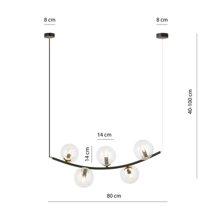 Ritz 5 pendant light black/clear