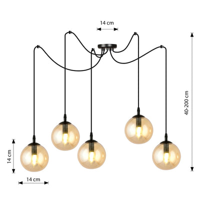 Gigi 5 pendant light amber