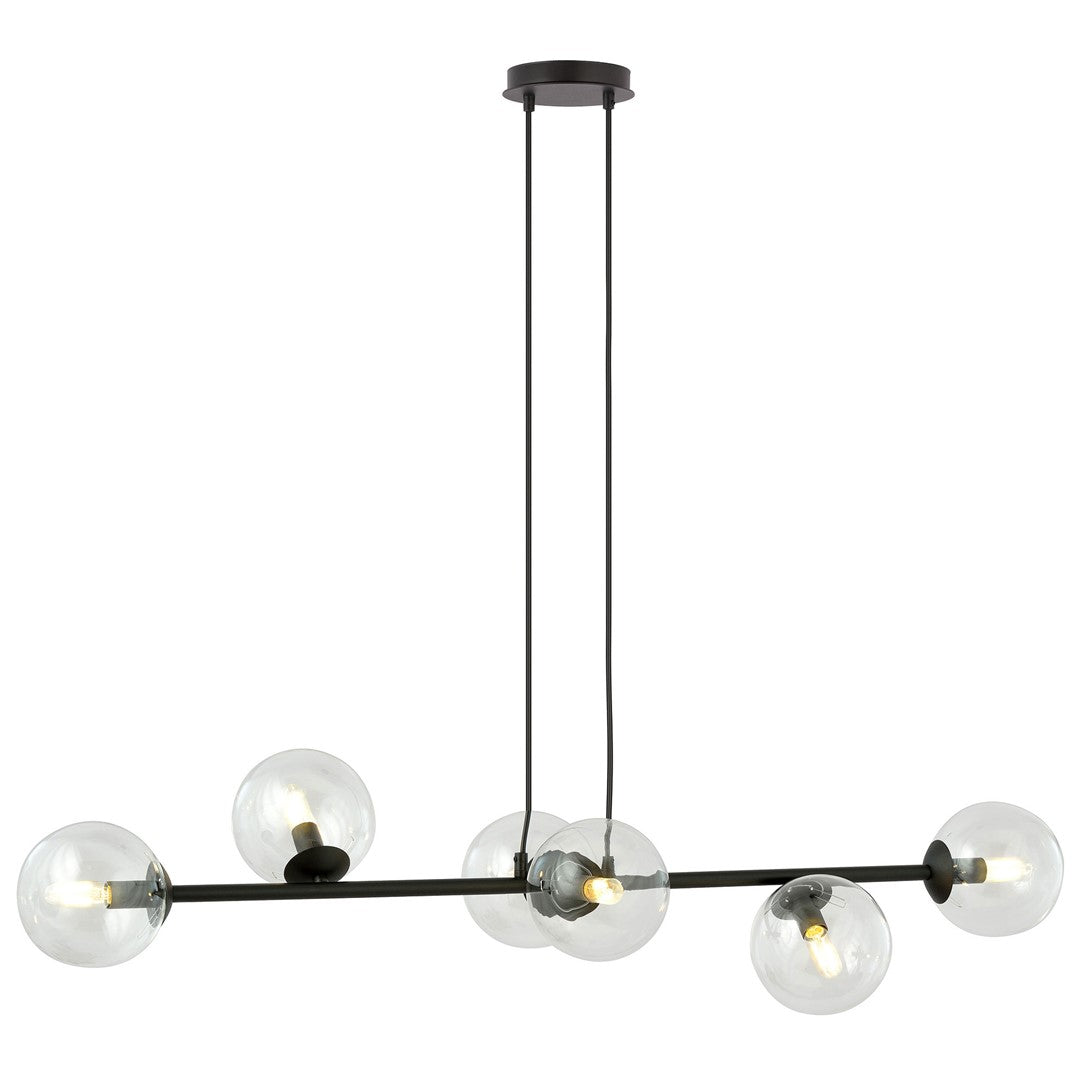 Rossi 6 pendant light black/clear