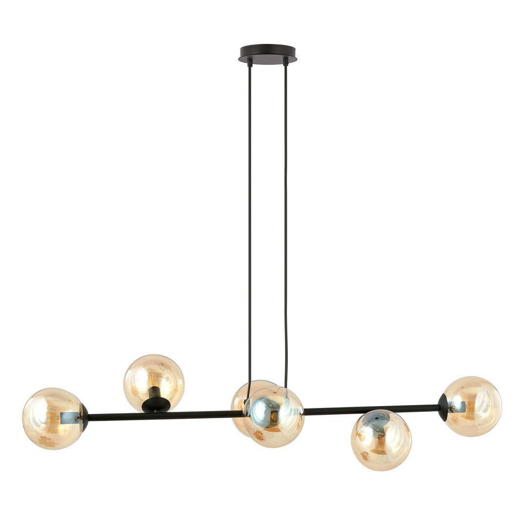 Rossi 6 pendant light black/amber