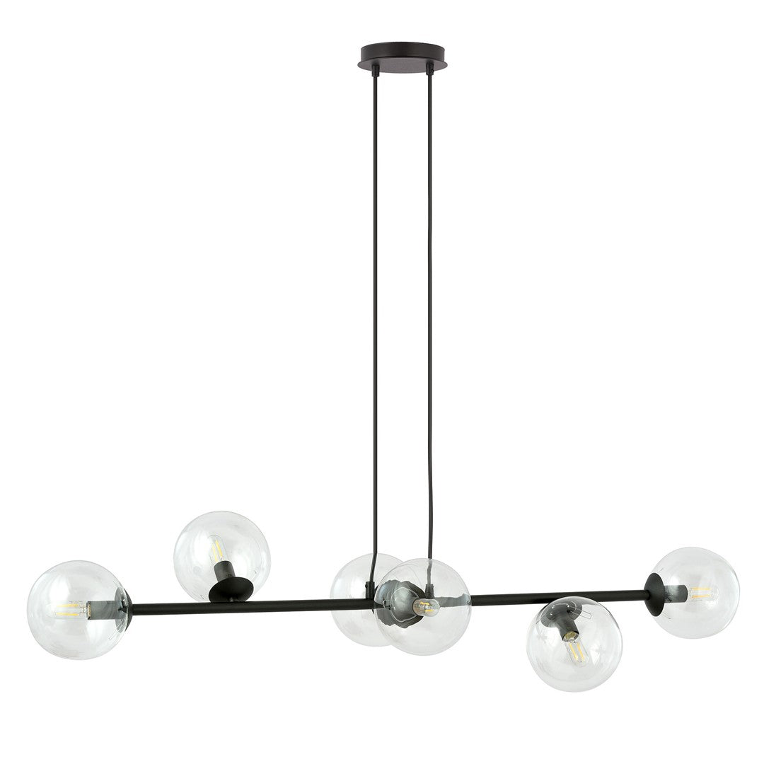 Rossi 6 pendant light black/clear
