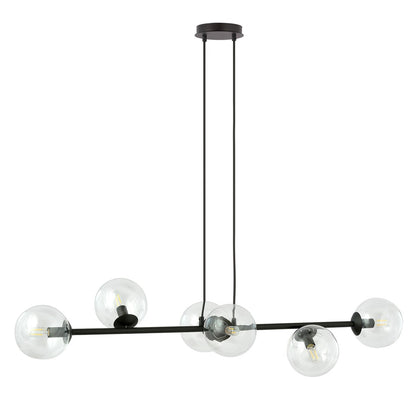 Rossi 6 pendant light black/clear