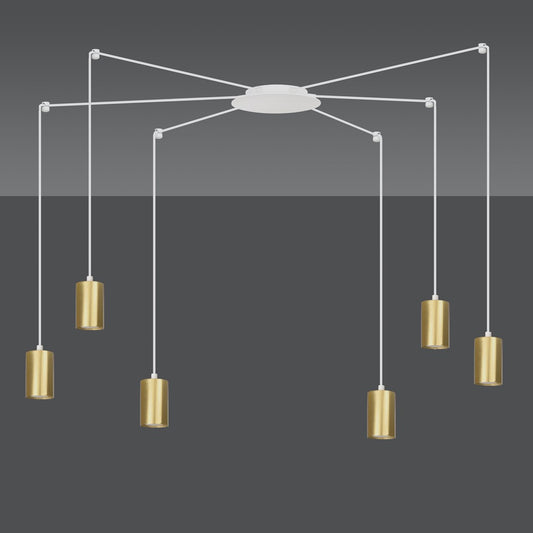 Traker 6 pendant light white/gold