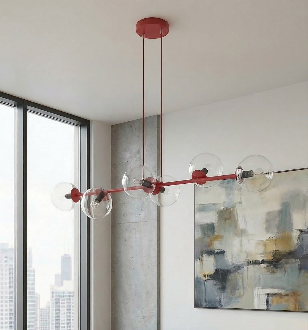 Magnus 6 pendant lamp transparent burgundy