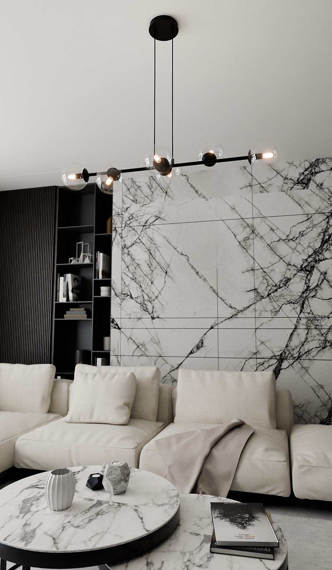Rossi 6 pendant light black/clear