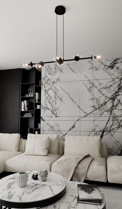 Rossi 6 pendant light black/clear