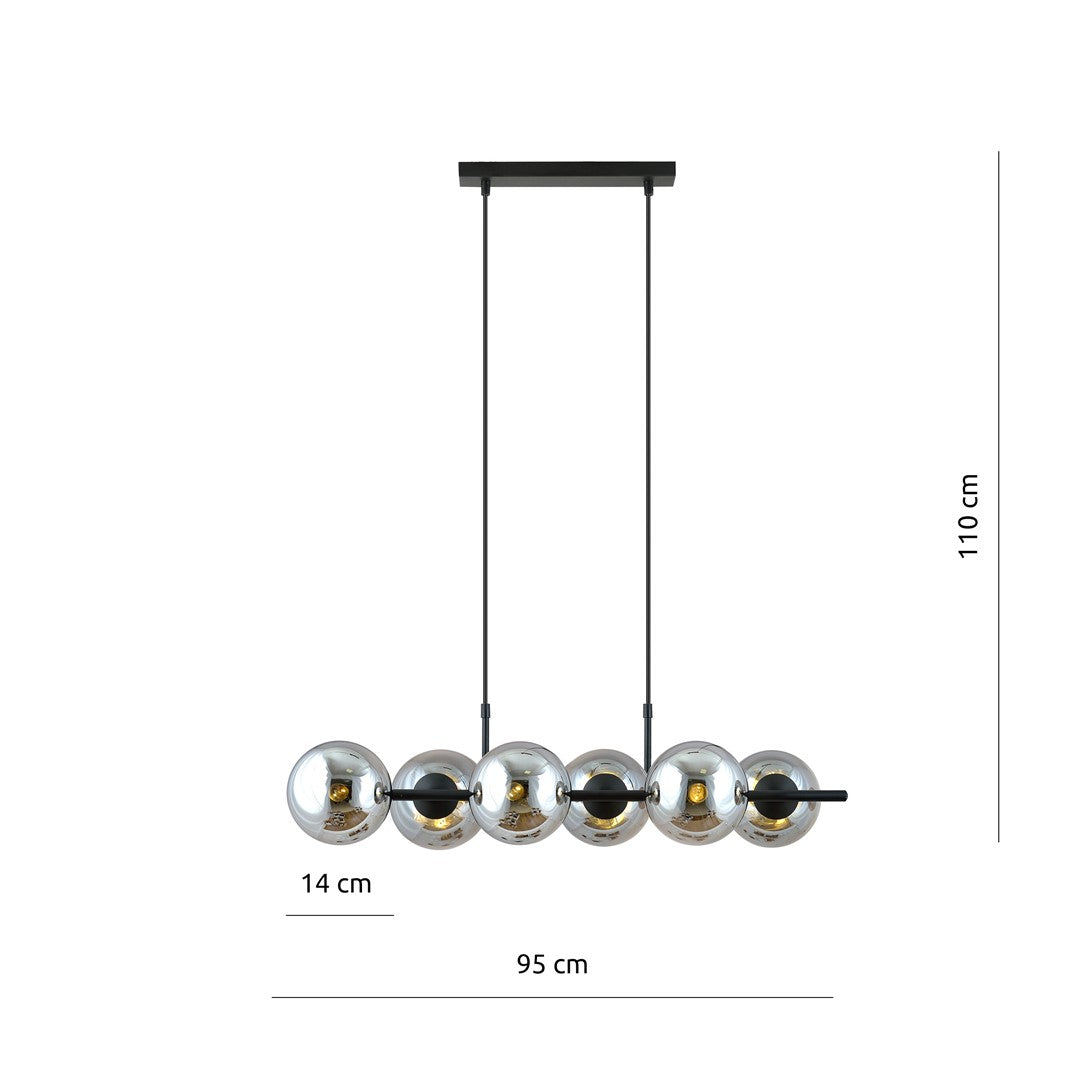 Rory 6 pendant light graphite
