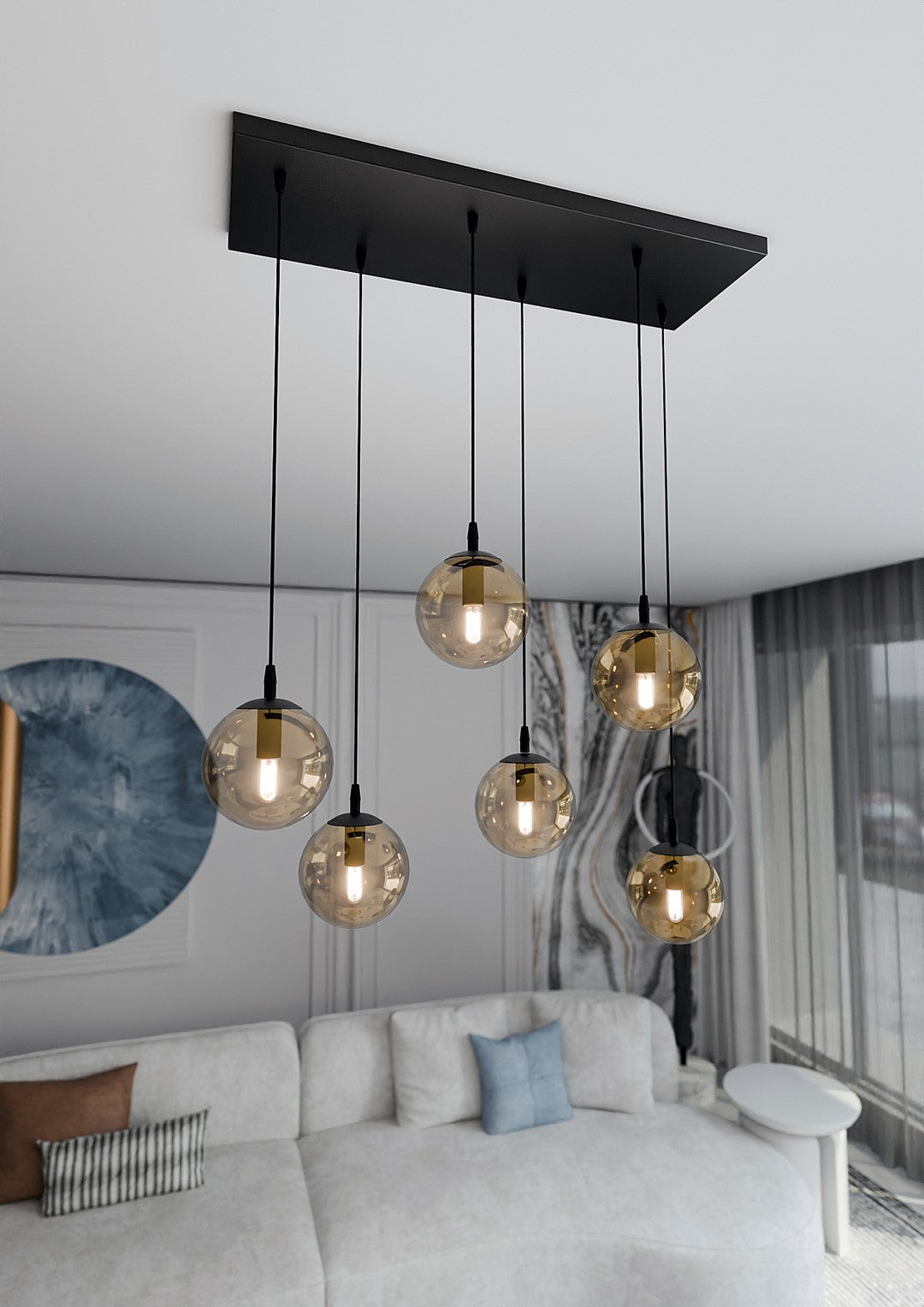 Cosmo 6 pendant light amber