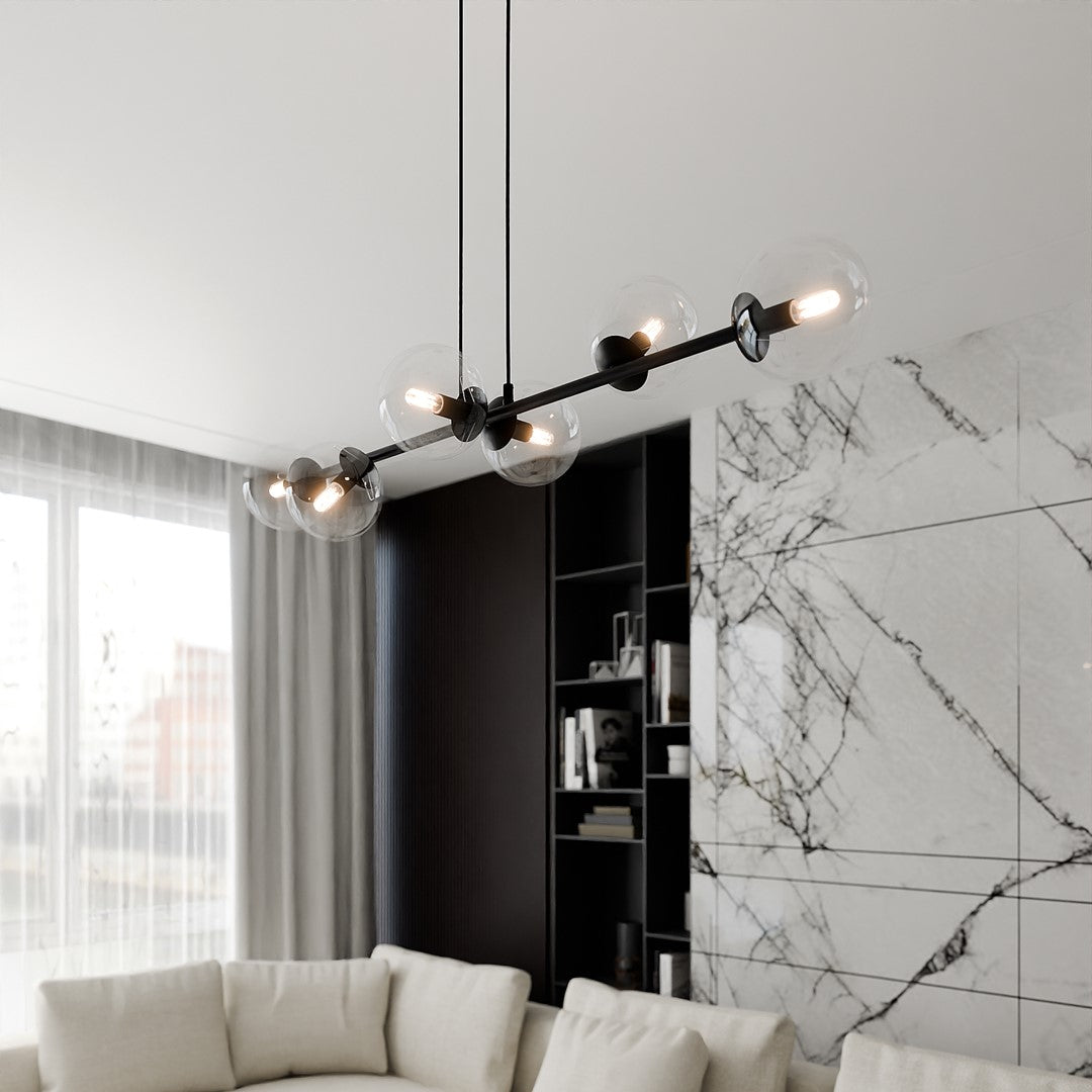 Rossi 6 pendant light black/clear