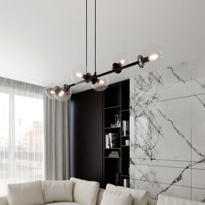 Rossi 6 pendant light black/clear