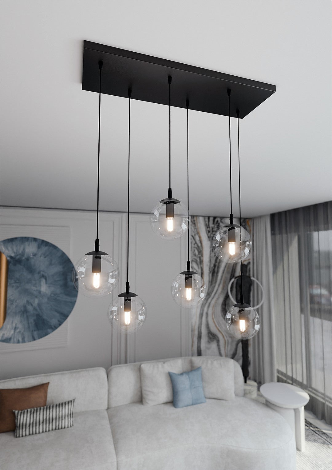 Cosmo 6 pendant light clear