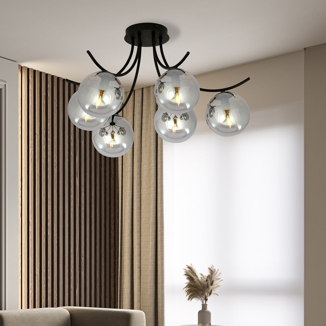 Boston 6 ceiling lamp black/graphite