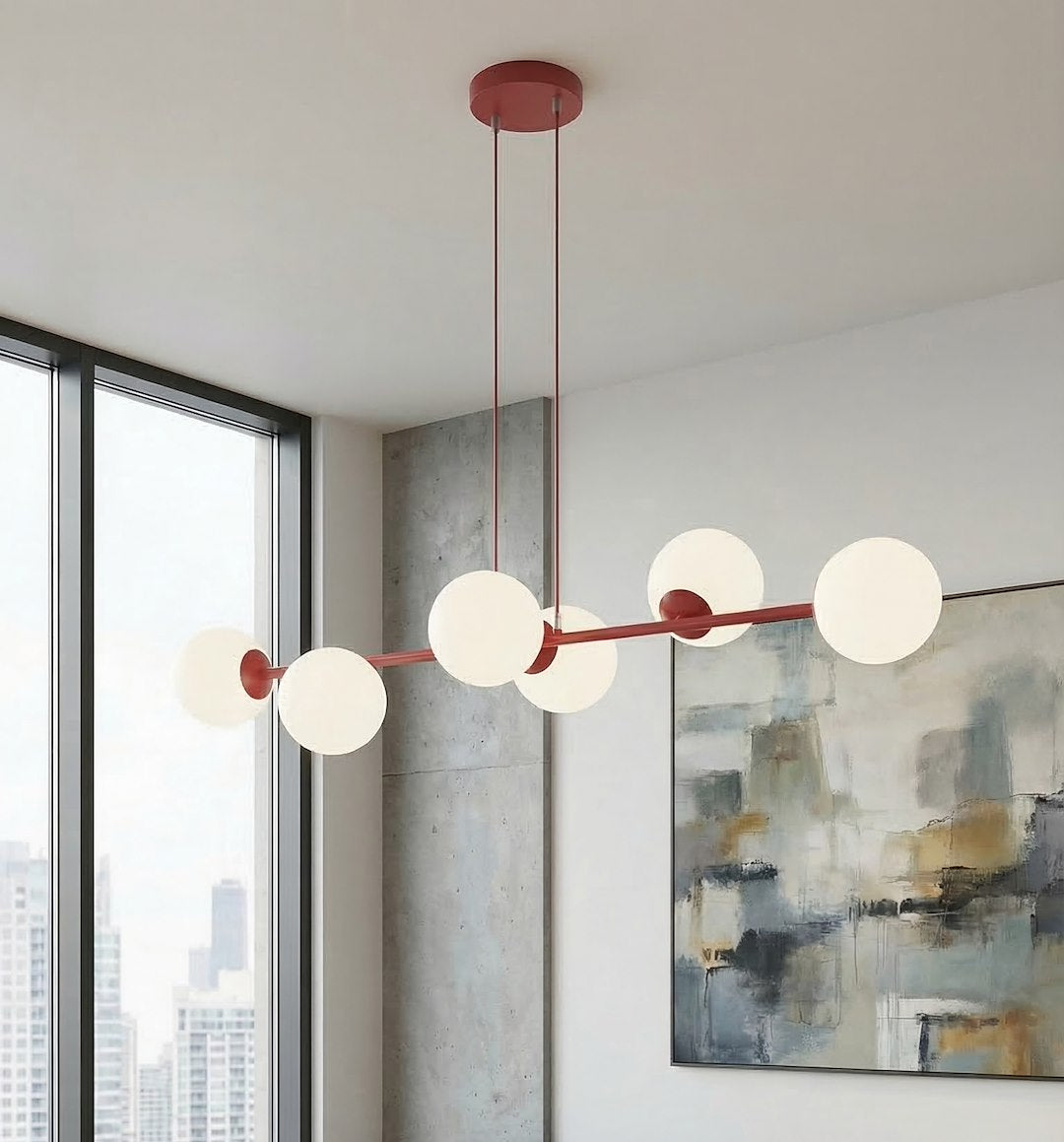 Magnus 6 pendant lamp burgundy/opal