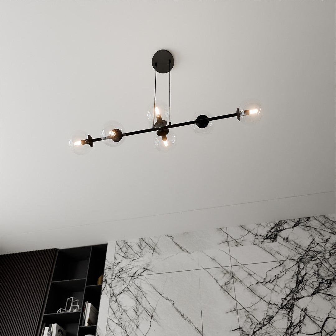 Rossi 6 pendant light black/clear