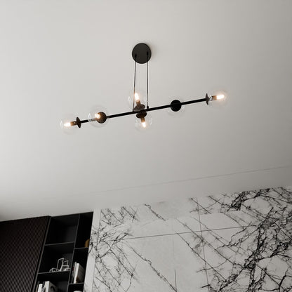 Rossi 6 pendant light black/clear