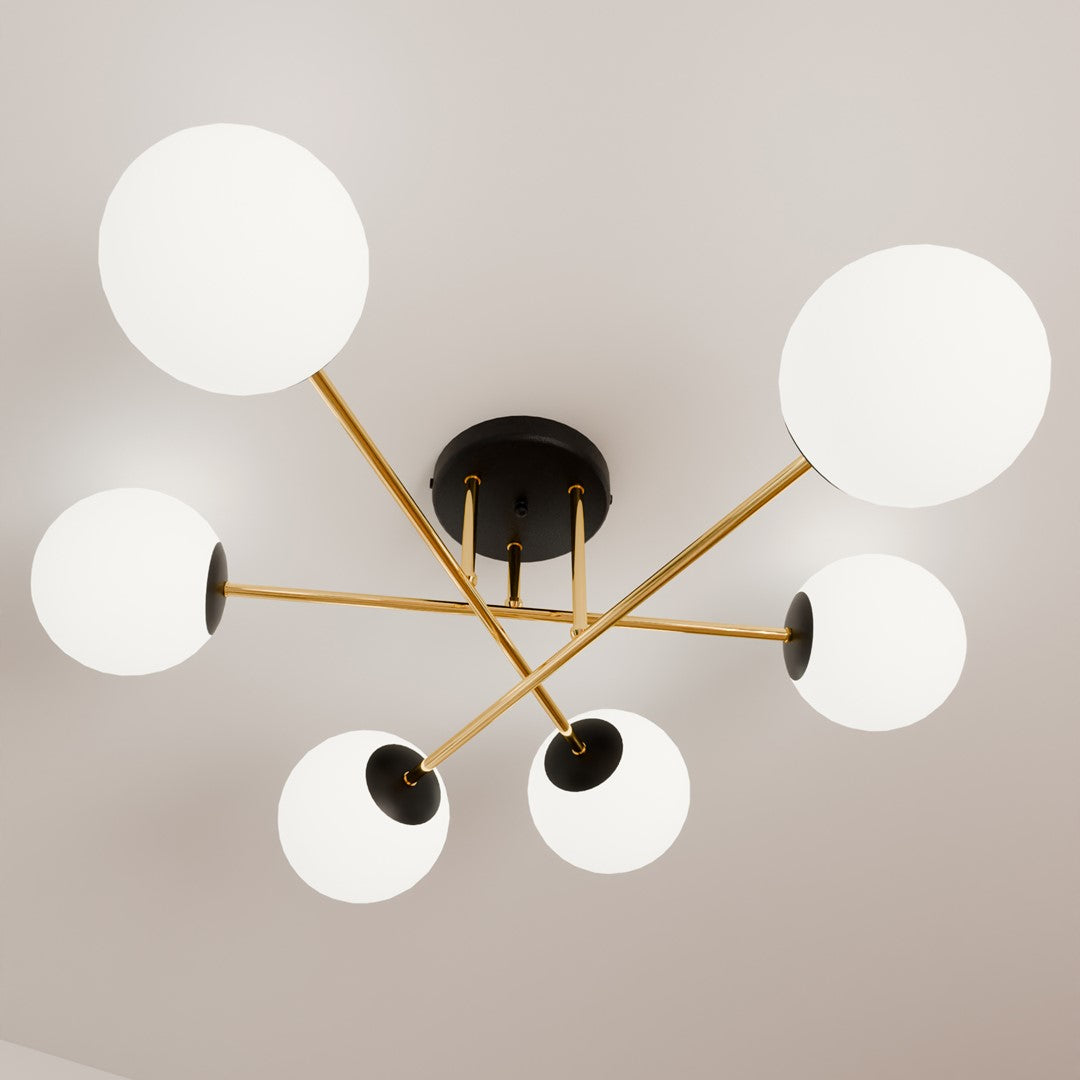 Magnum 6 ceiling lamp black/opal