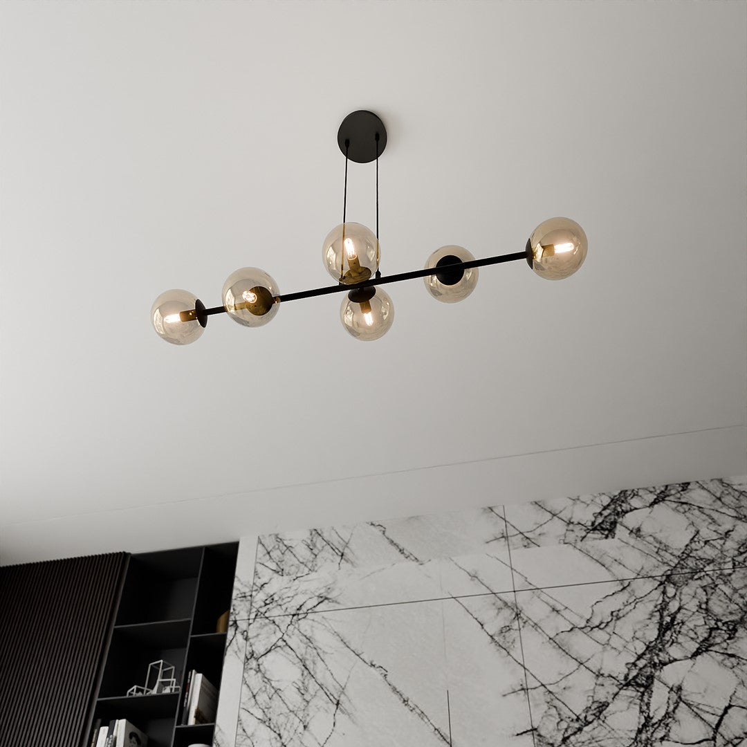Rossi 6 pendant light black/amber