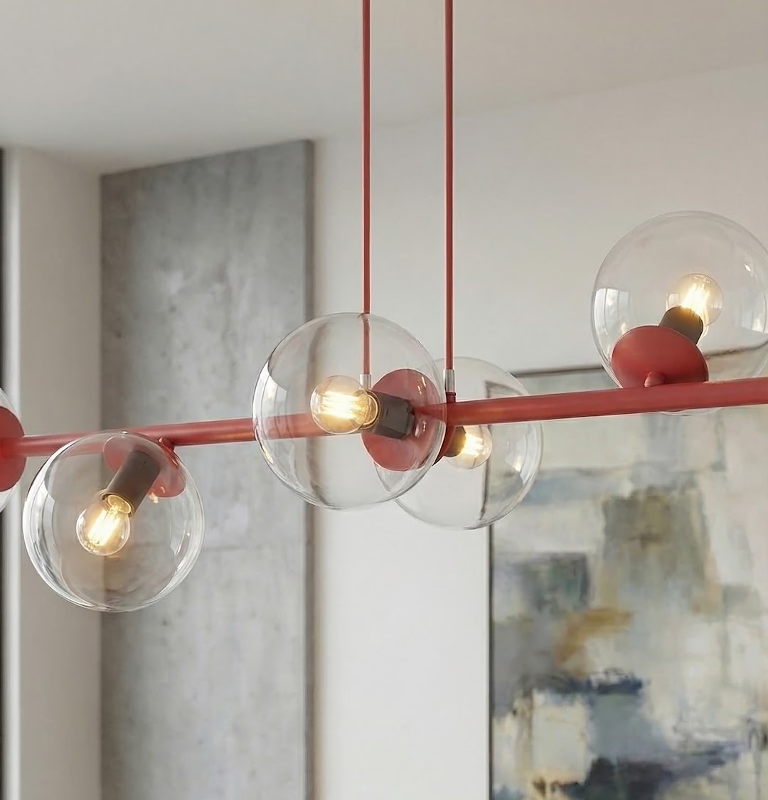 Magnus 6 pendant lamp transparent burgundy