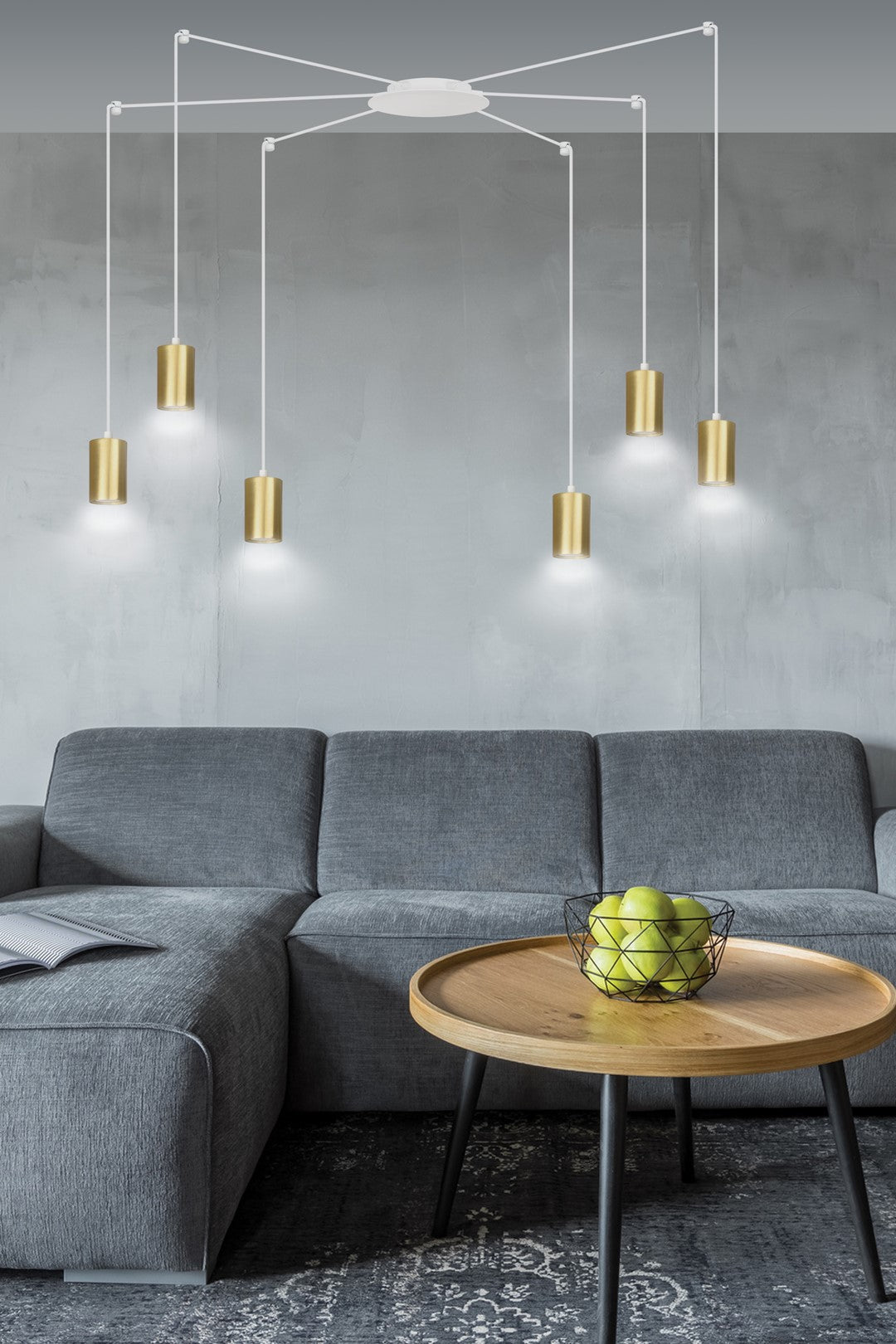 Traker 6 pendant light white/gold