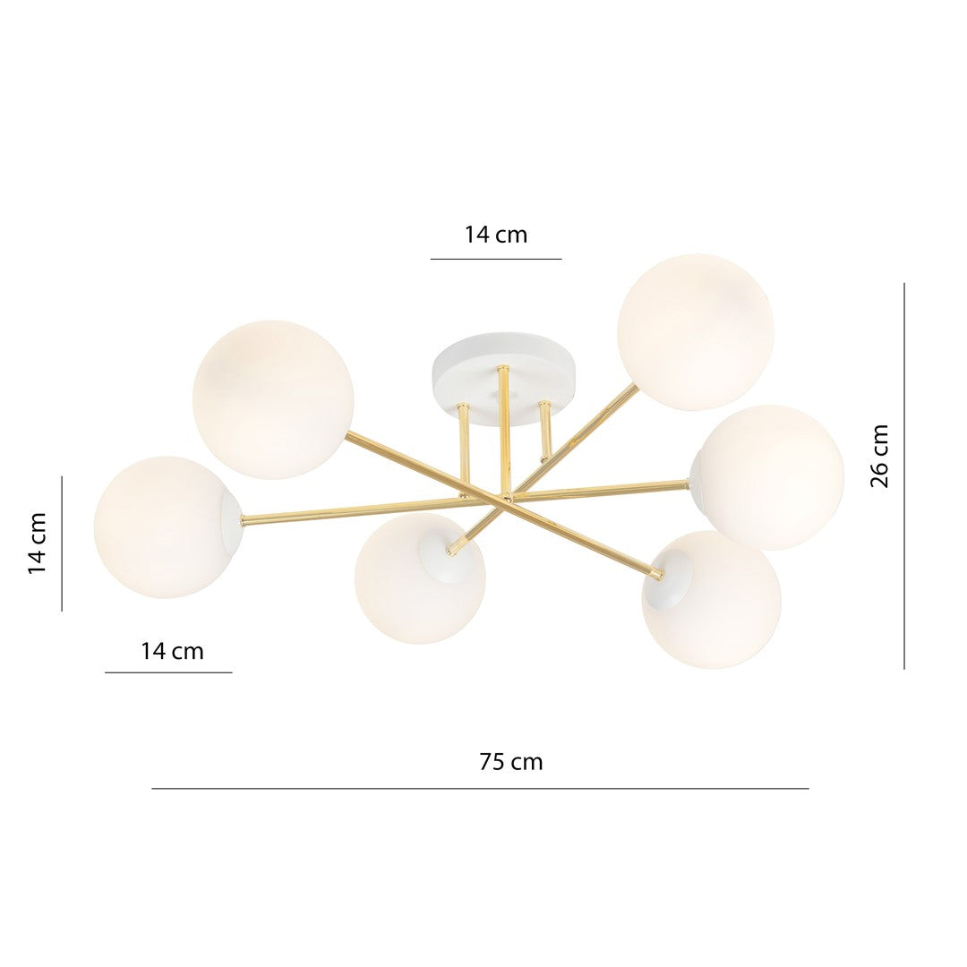 Magnum 6 ceiling lamp white/opal