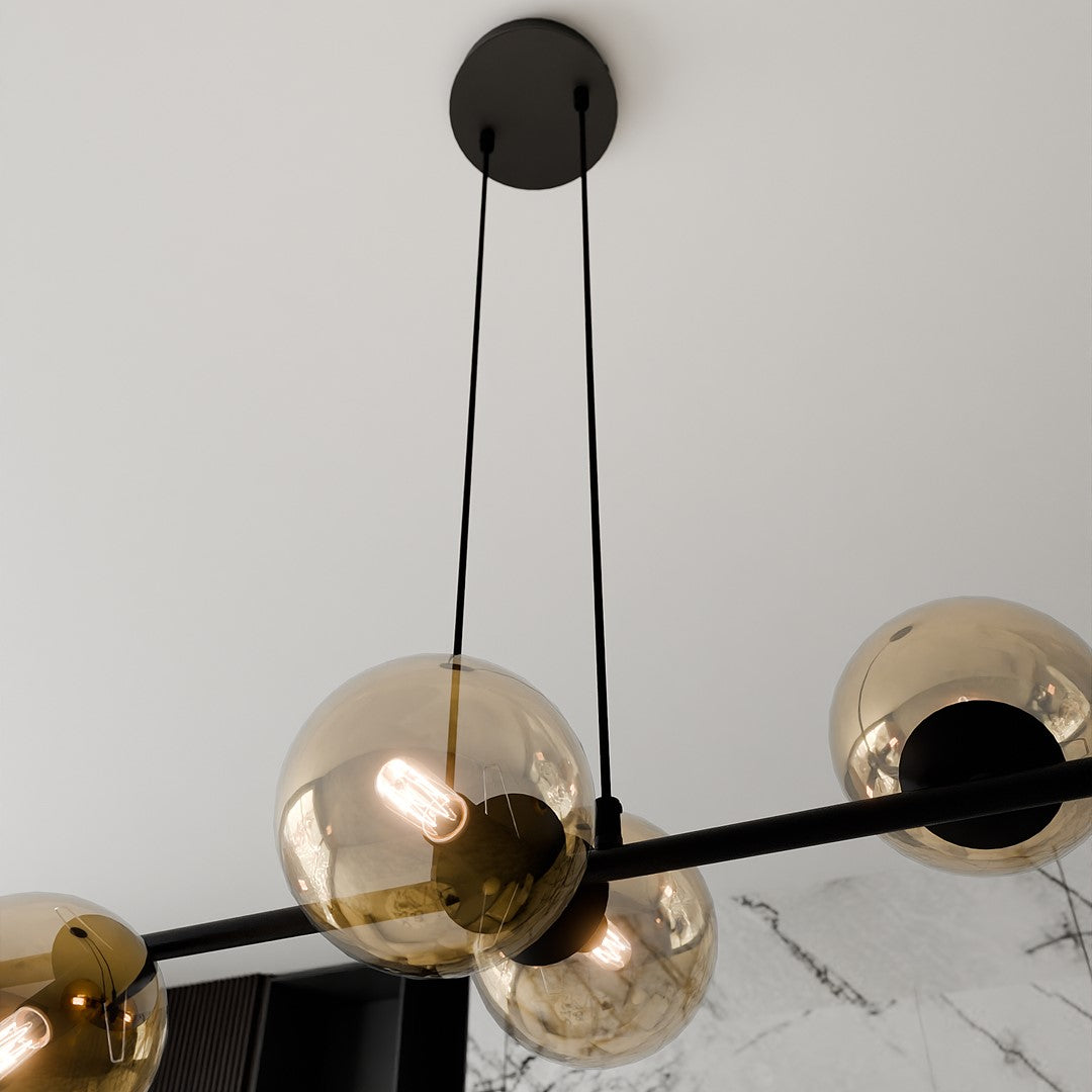 Rossi 6 pendant light black/amber