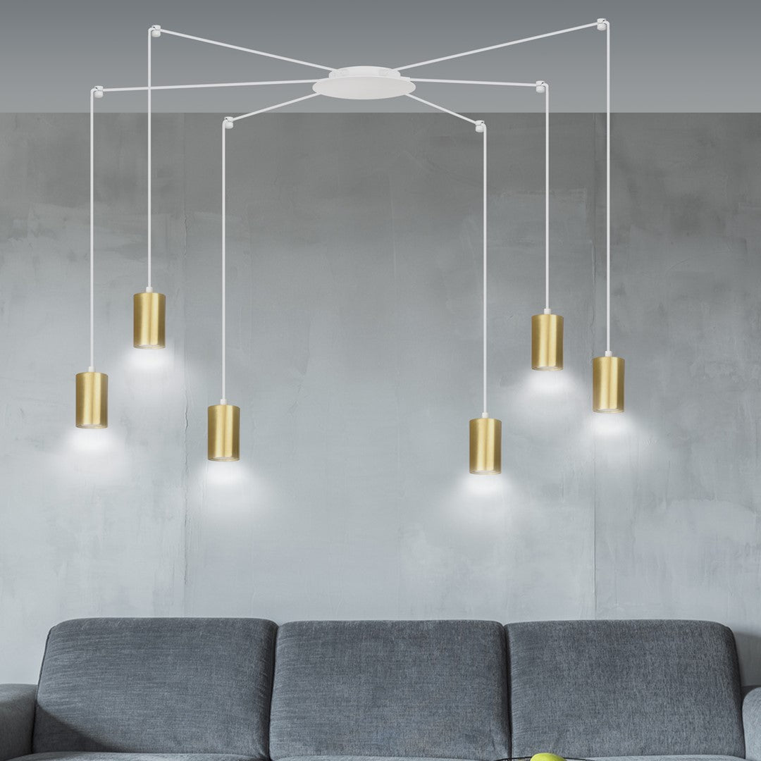 Traker 6 pendant light white/gold