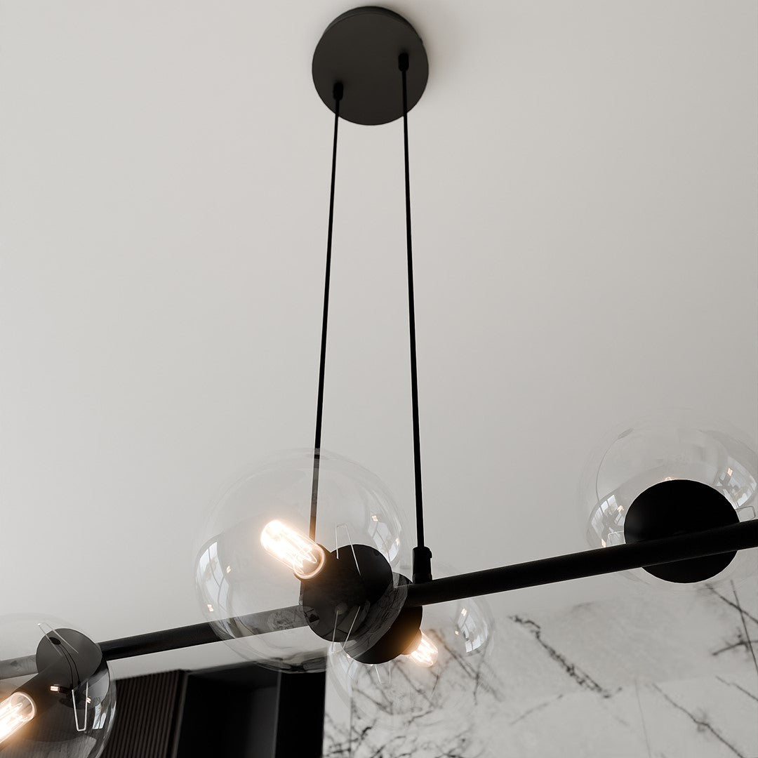 Rossi 6 pendant light black/clear