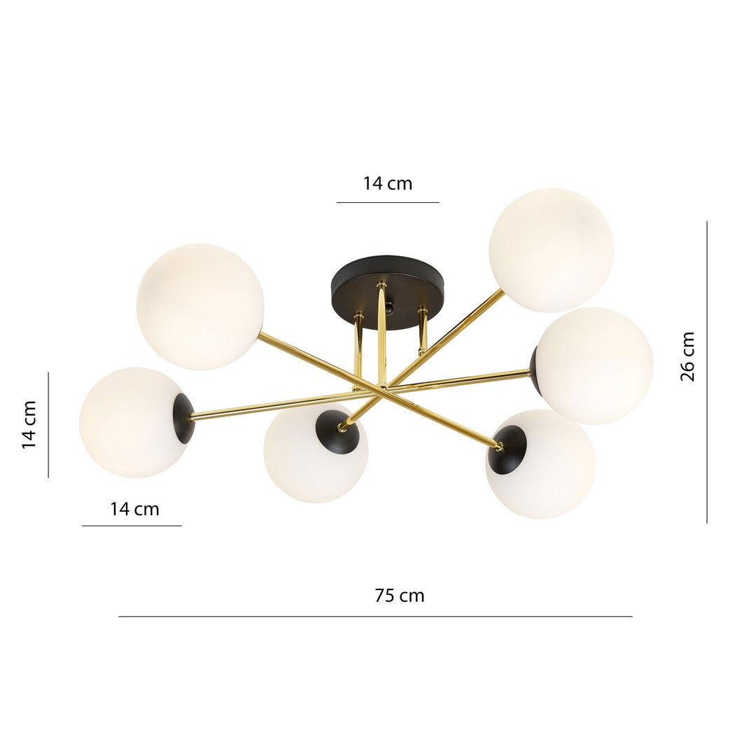 Magnum 6 ceiling lamp black/opal
