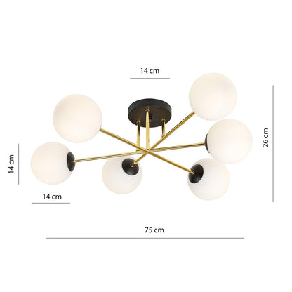 Magnum 6 ceiling lamp black/opal
