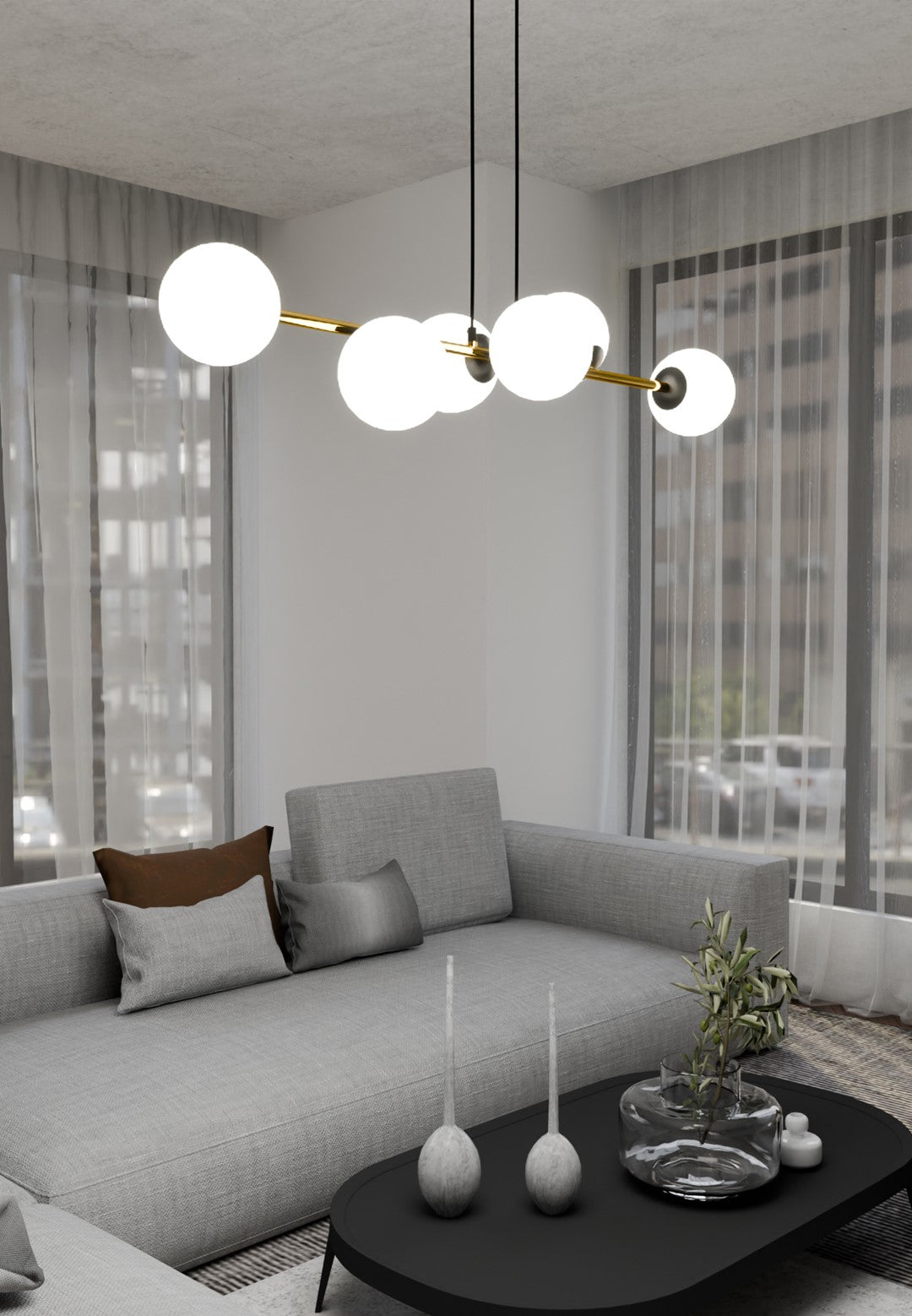 Gravity 6 pendant light black/gold