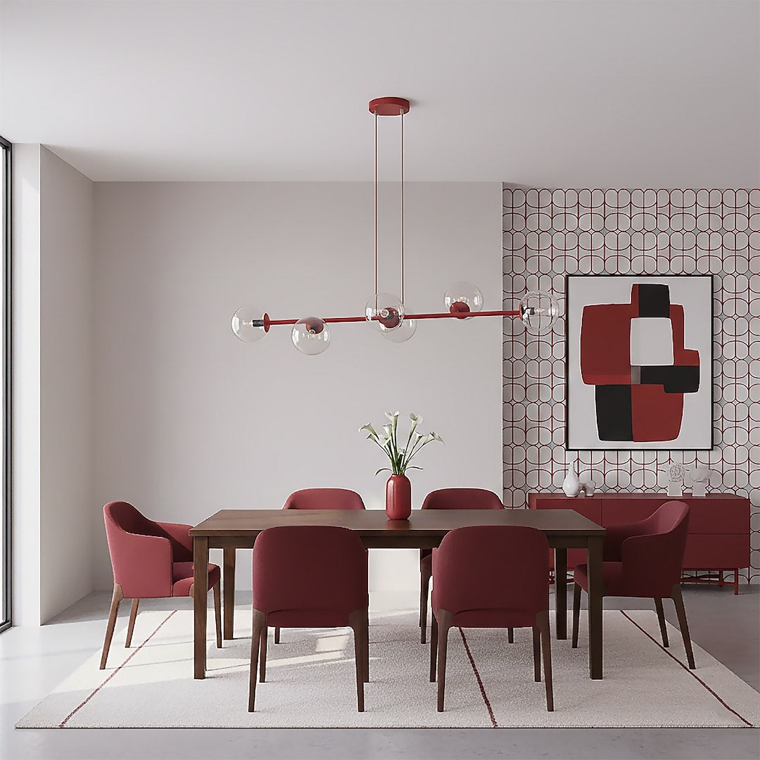 Magnus 6 pendant lamp transparent burgundy